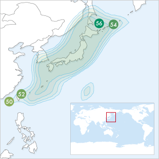 JCSAT-3a Ku-band Japan EIRP footprint