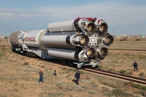 Proton rocket moving to launch site