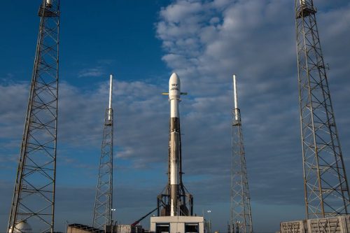 SES-16/GovSat-1 onboard SpaceX rocket at launch pad
