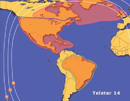 Telstar-14 satellite footprint