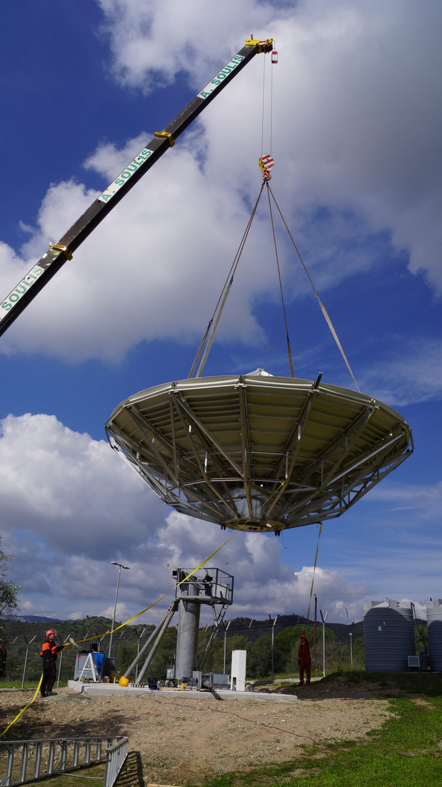 A refurbished VertexRSI 9.0m DBS-band antenna assembled at the Hella-Sat Teleport on Cyprus.
