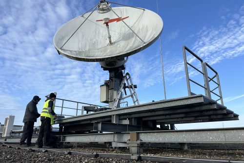 Andrew 3.7m Ku-band Earth Station Antenna 4-port RxTx with Motorized Pedestal Mount