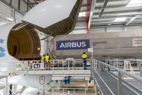 Eutelsat 36D being loaded into a Airbus Beluga freighter