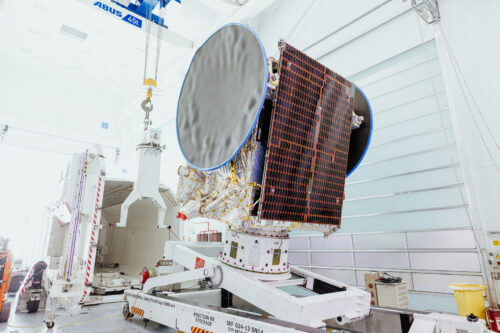 KoreaSat-6A loaded-transportion container at Thales Alenia Space