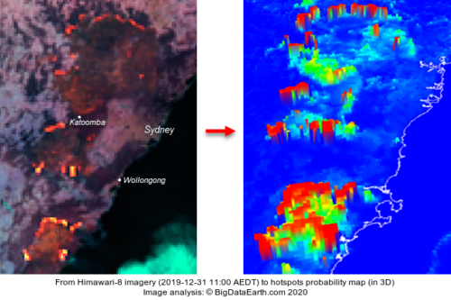 Himawari-8 satellite capturing bushfires in Australia